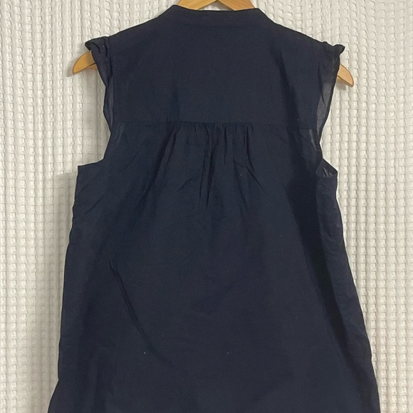 J Crew Blue & White Lace Sleeveless Blouse - Picture 4 of 4